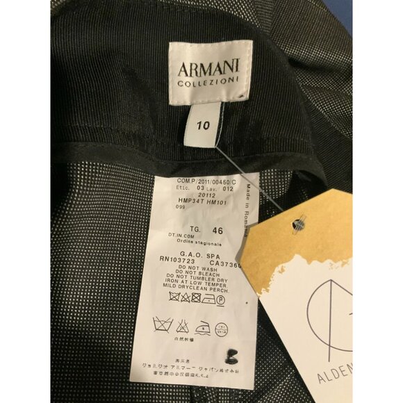 Armani Collezioni Black Silver Wool Micro Dot Wool Trousers NWT $555 Size 10 46 - Picture 9 of 9